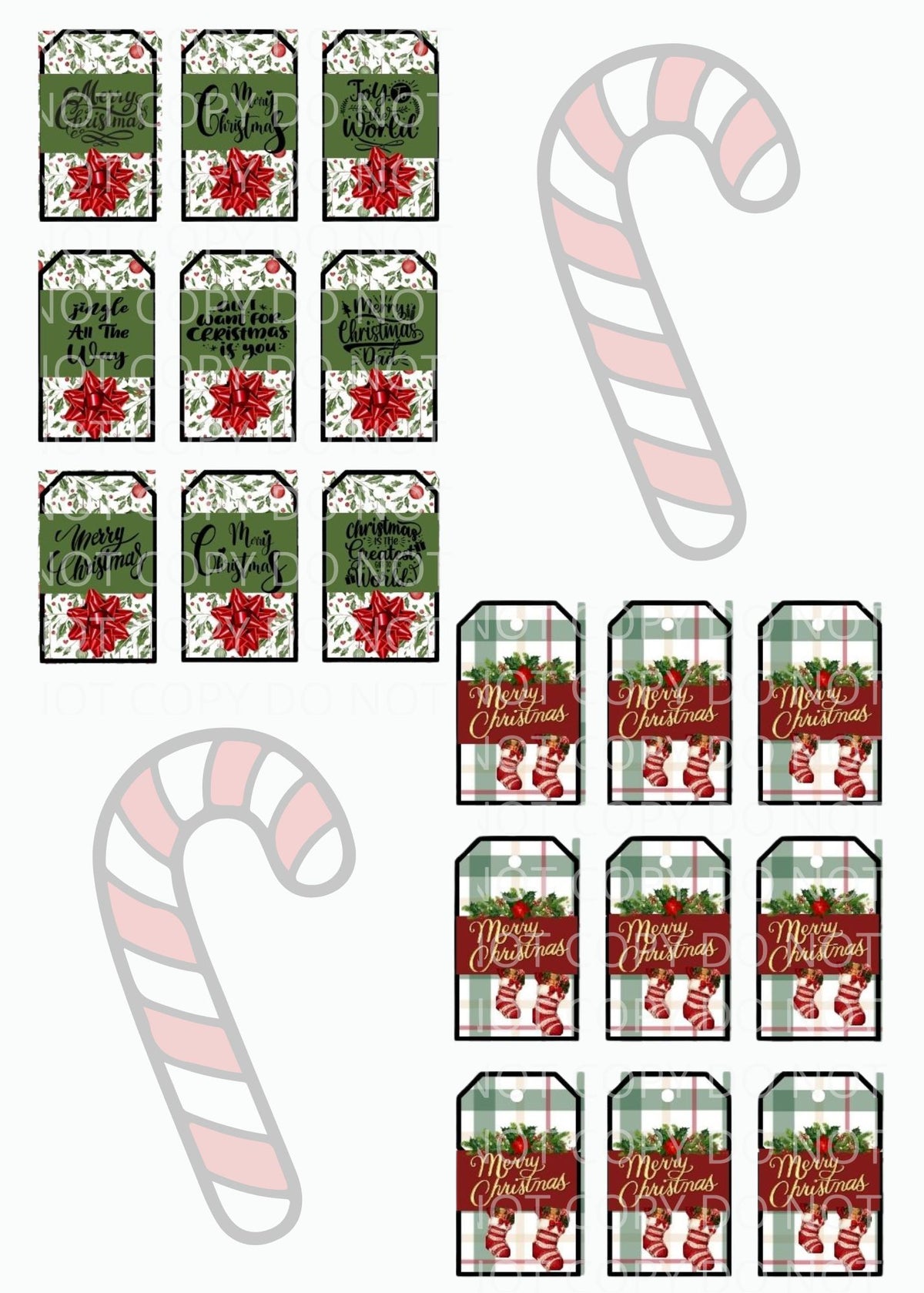Printable Christmas Gift Tags Bundle – 12 Sheets of Assorted Buffalo Plaid, Farmhouse & Classic Holiday Gift Labels (PNG, JPG, PDF, SVG, PPTX)