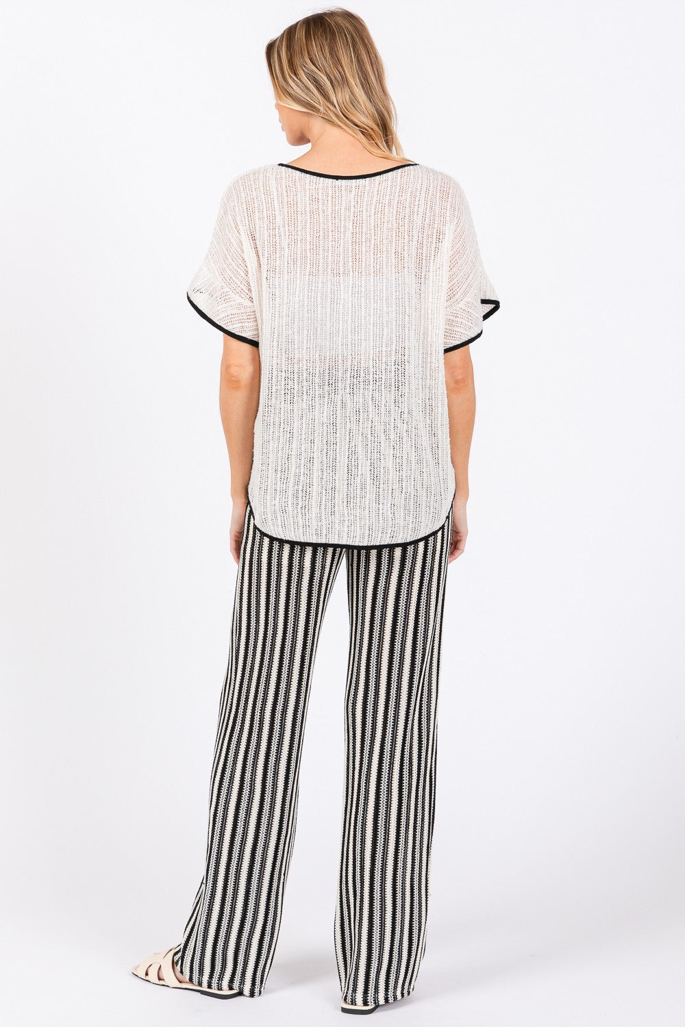 GeeGee Contrast Trim Short Sleeve Knit Cover Up *