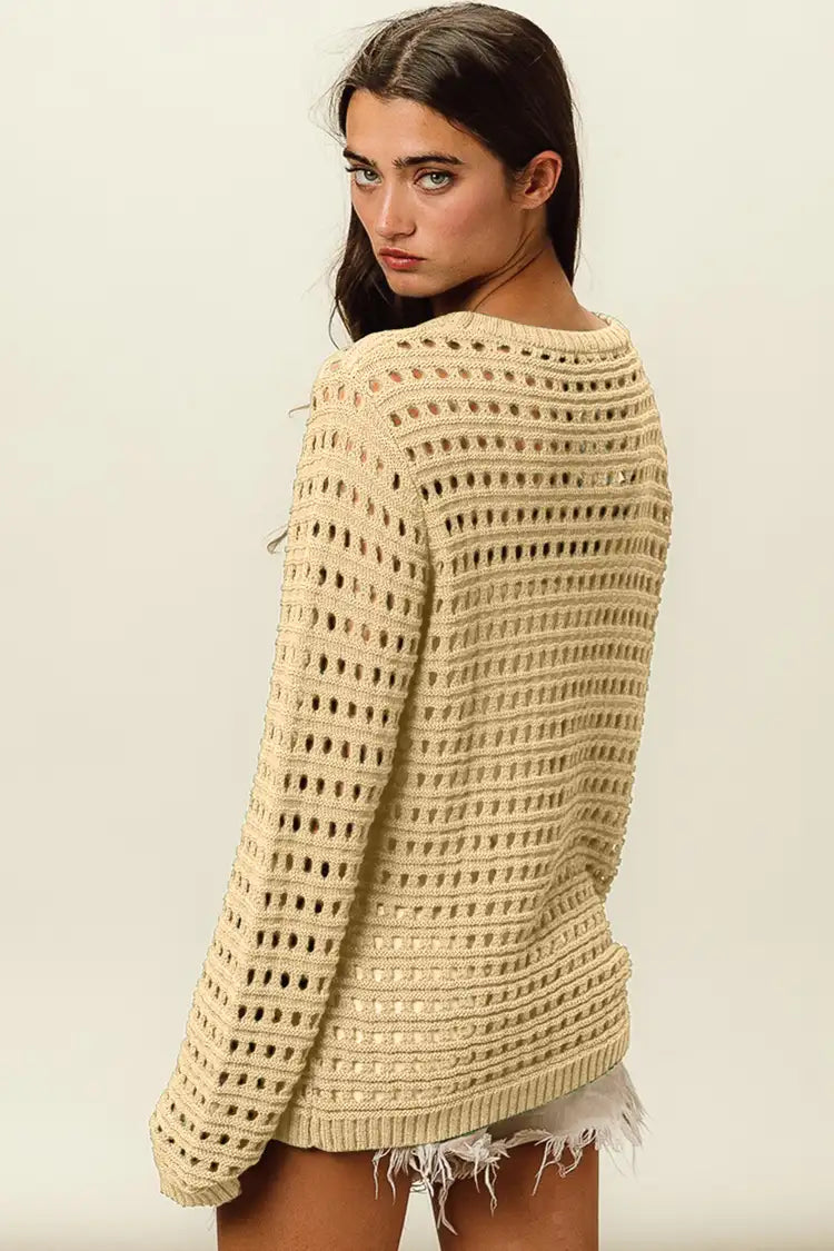 BiBi Round Neck Openwork Knit Cover Up - Brand BiBi
