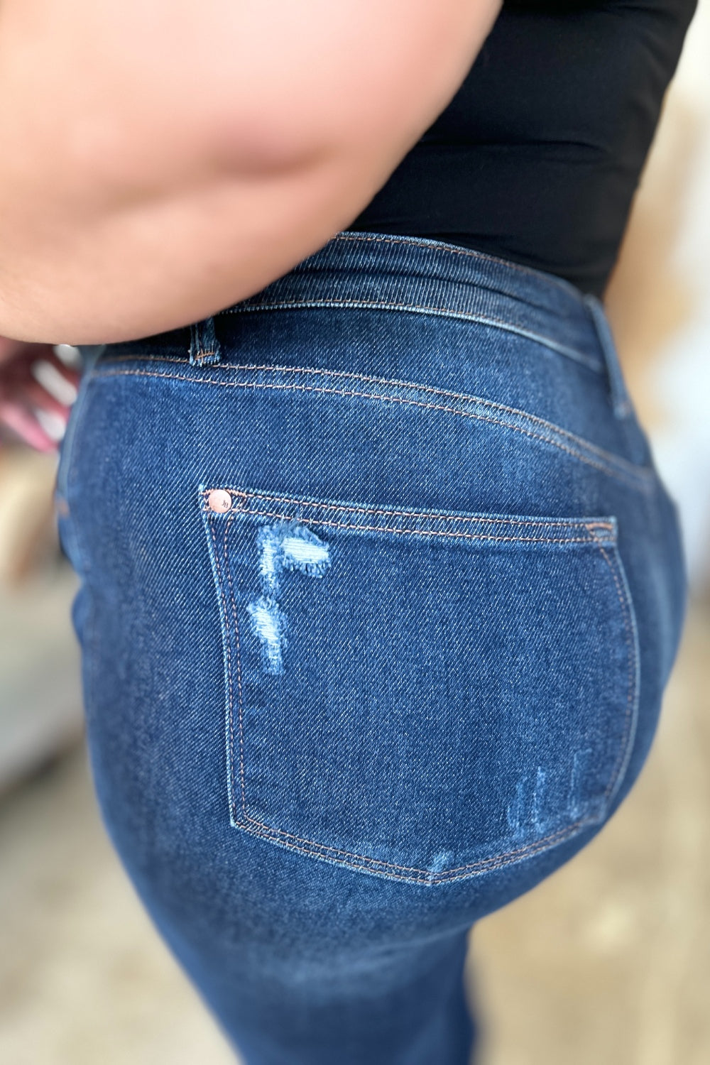 Judy Blue Full Size High Waist Rigid Magic Heavy Destroy Straight Jeans *