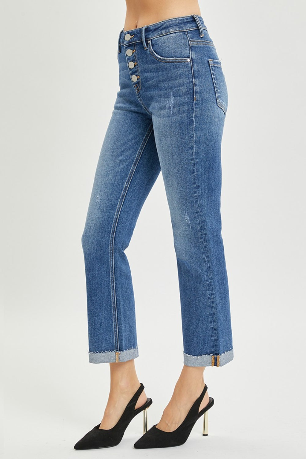 RISEN Full Size Button Fly Cropped Bootcut Jeans *