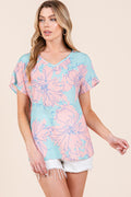BOMBOM Floral Short Sleeve T-Shirt *