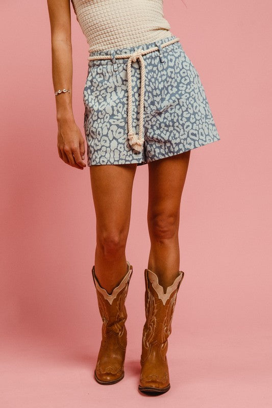 BiBi Rope Belt Leopard Shorts - Brand BiBi