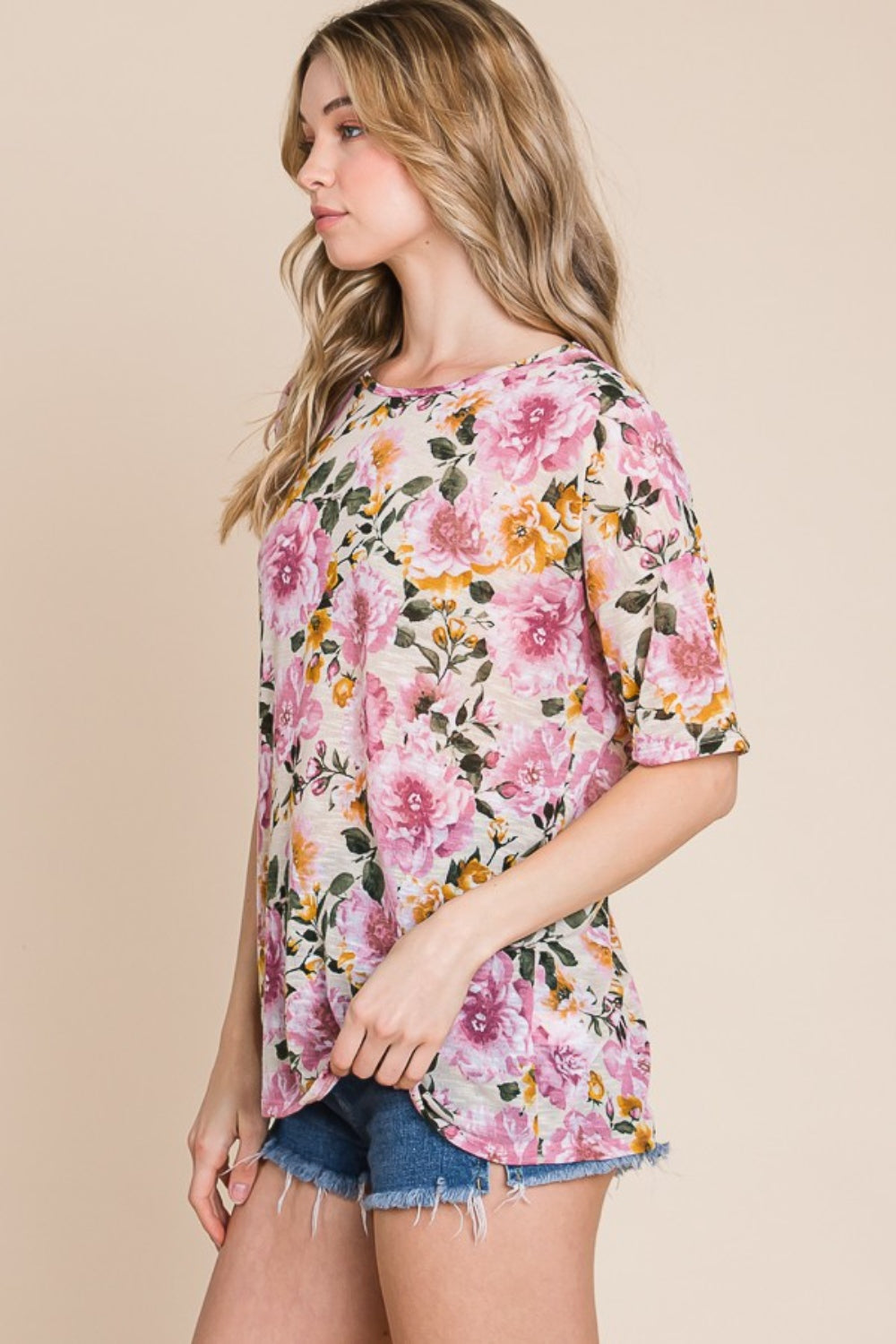 BOMBOM Floral Round Neck T-Shirt *