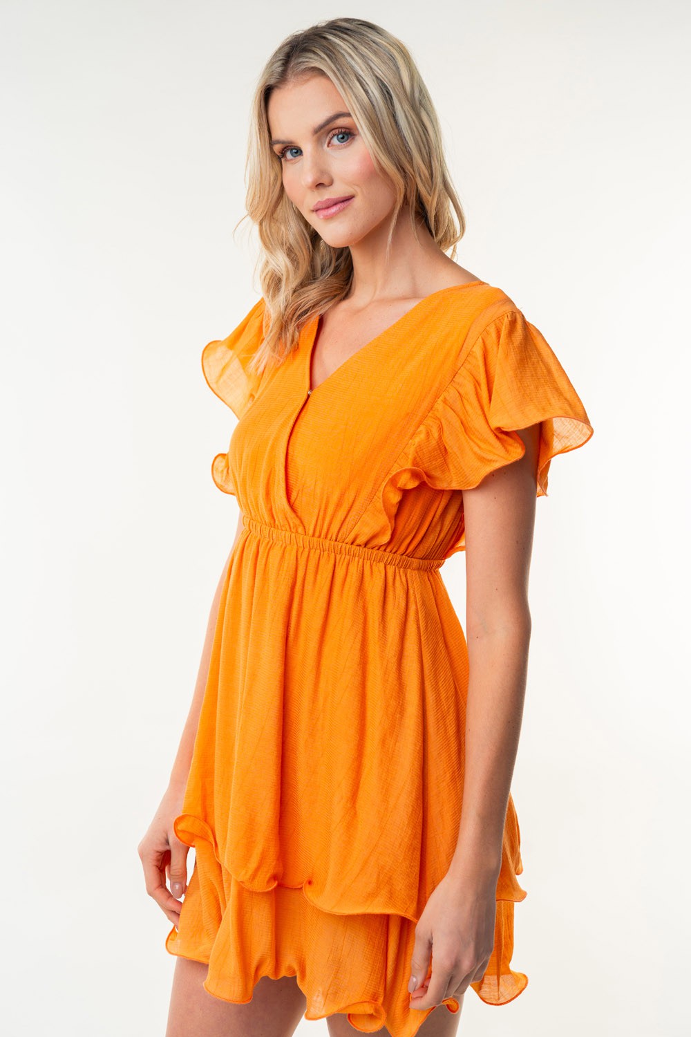 White Birch Full Size Short Sleeve Woven Layered Dress *