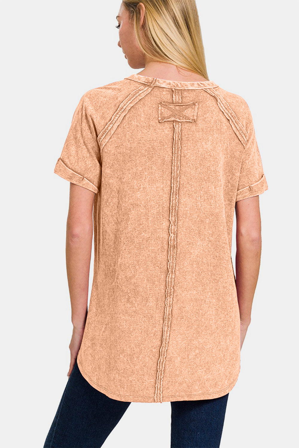 Zenana Heathered Round Neck Short Sleeve Top *