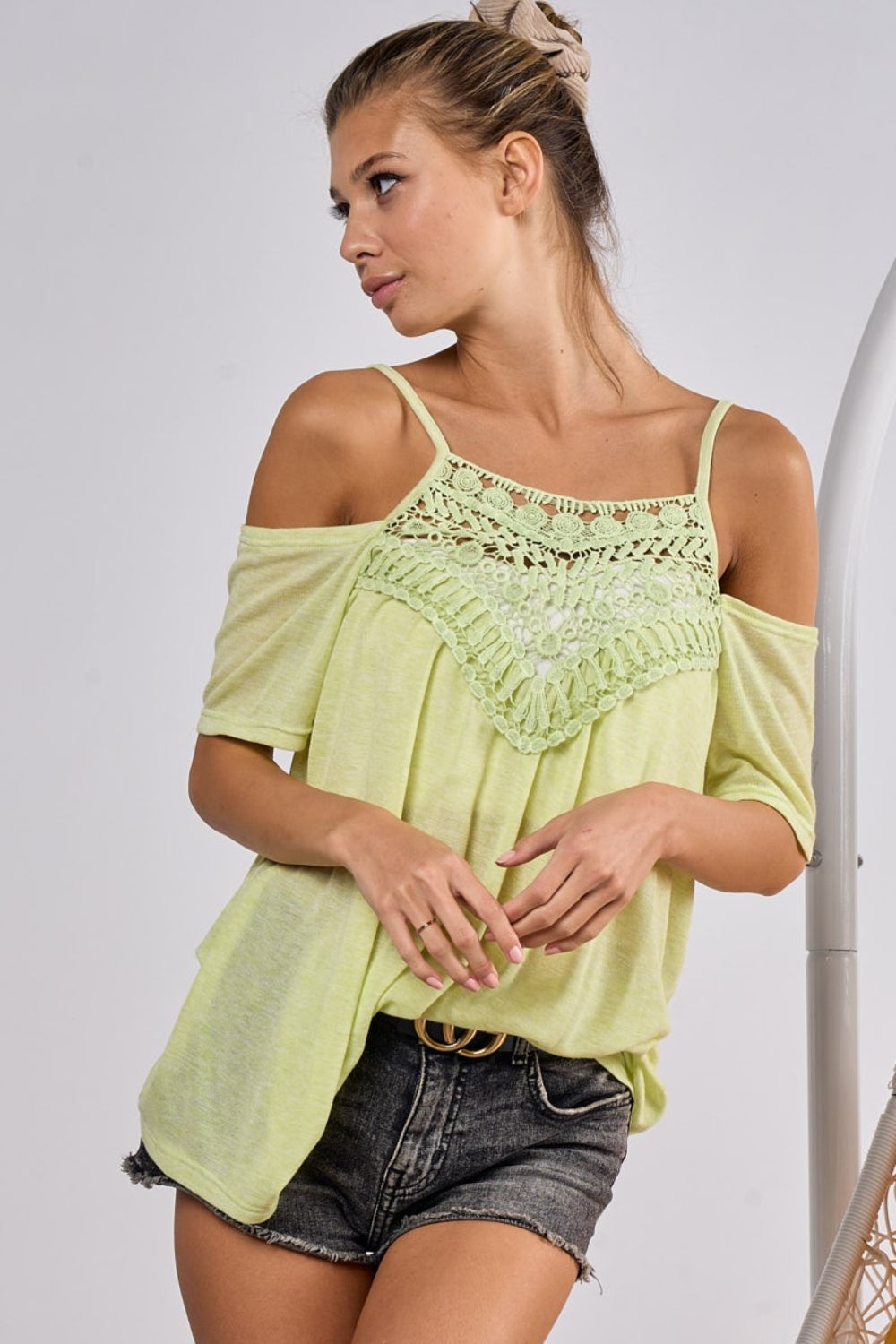 BiBi Front Crochet Lace Adjustable Strap Top - Brand BiBi *