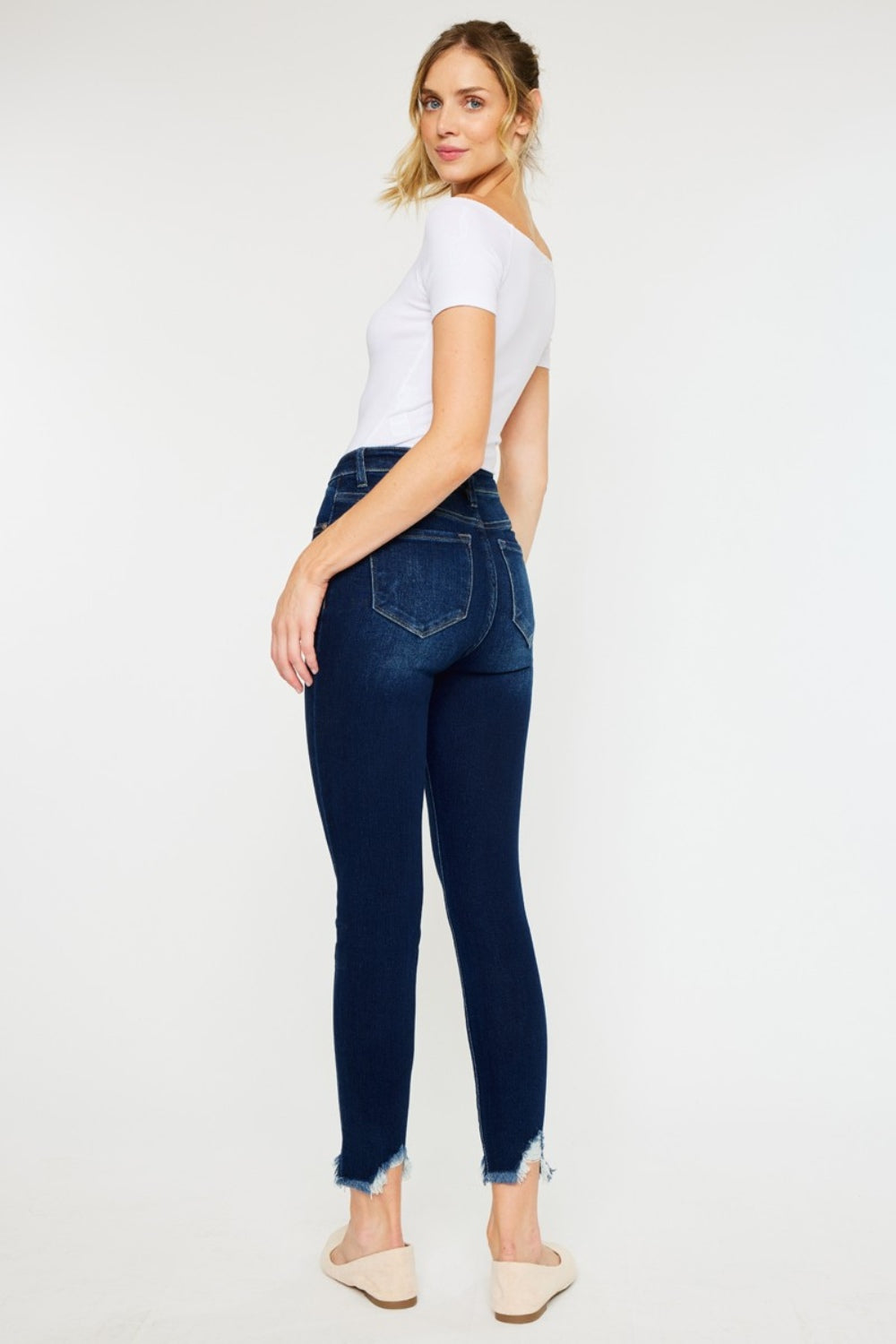 Kancan Full Size High Rise Frayed Ankle Skinny Jeans *
