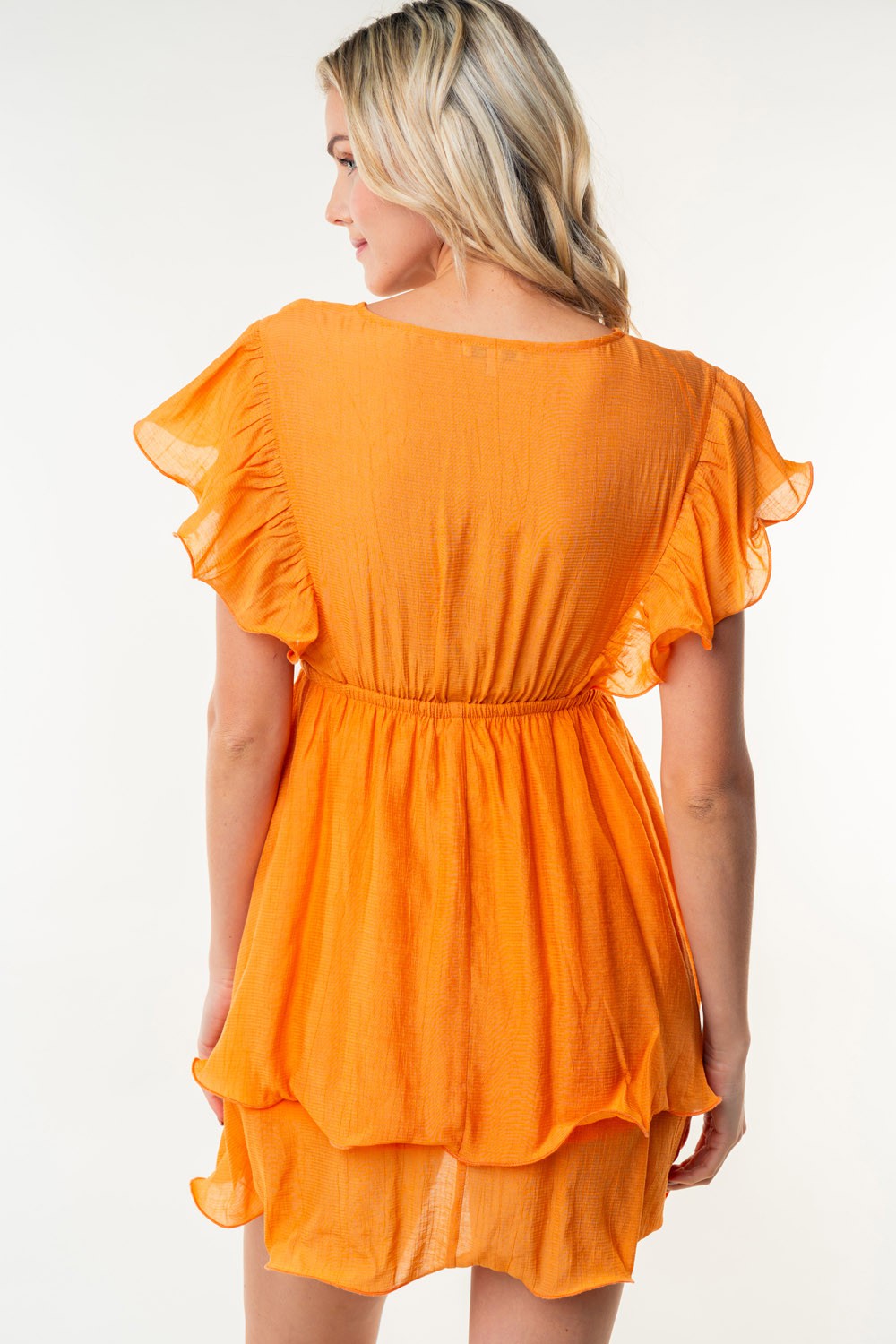 White Birch Full Size Short Sleeve Woven Layered Dress *