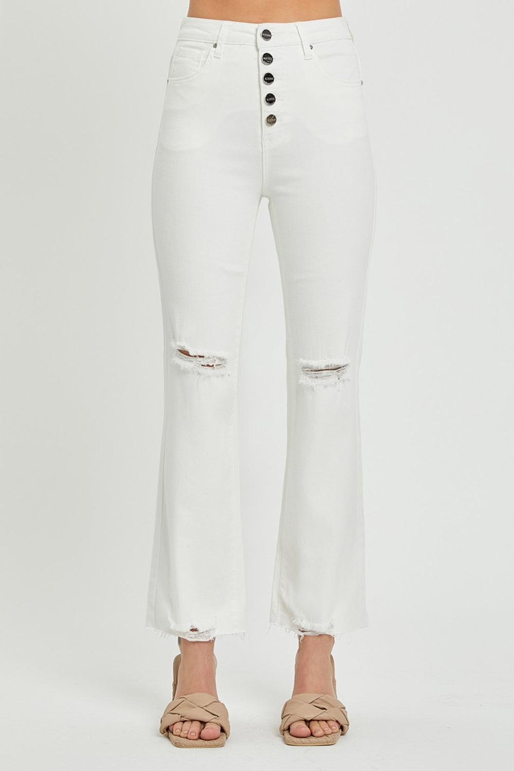 RISEN  Full Size High Rise Button Fly Straight Ankle Jeans *