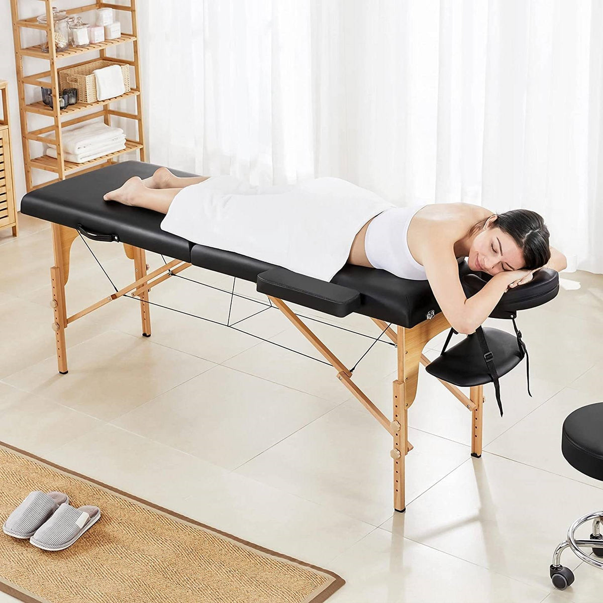 Black Adjustable Portable Massage Folding Table *