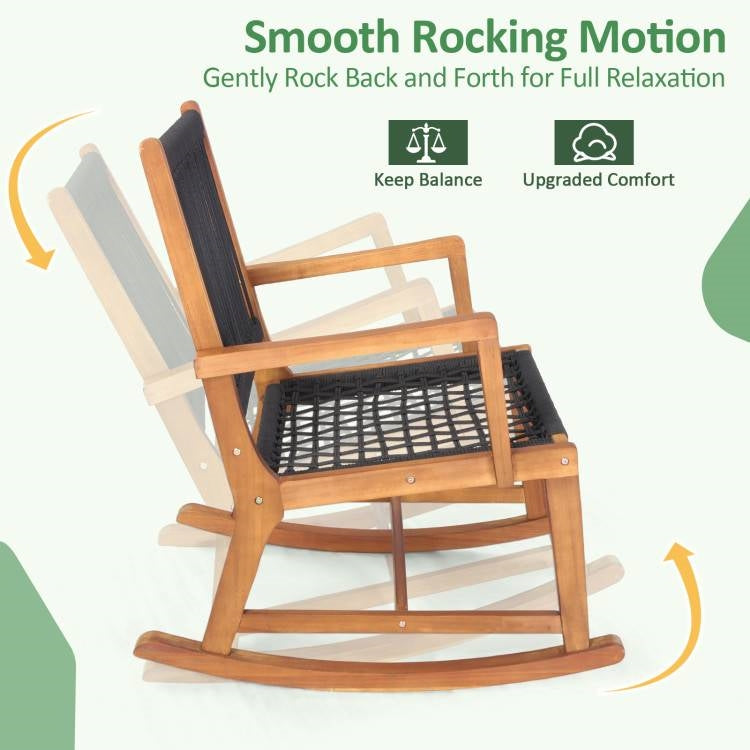 3 Piece Outdoor Wood Patio Furniture Rocking Chair Table Bistro Set *