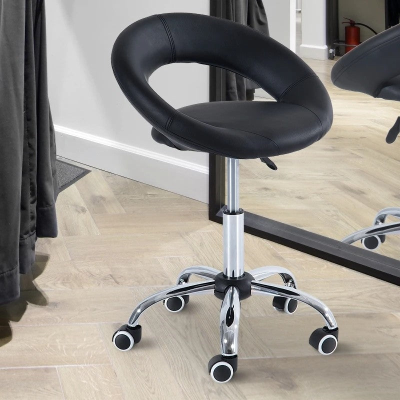 Black Saddle Adjustable Hydraulic Rolling Swivel Massage Salon Stool Chair *