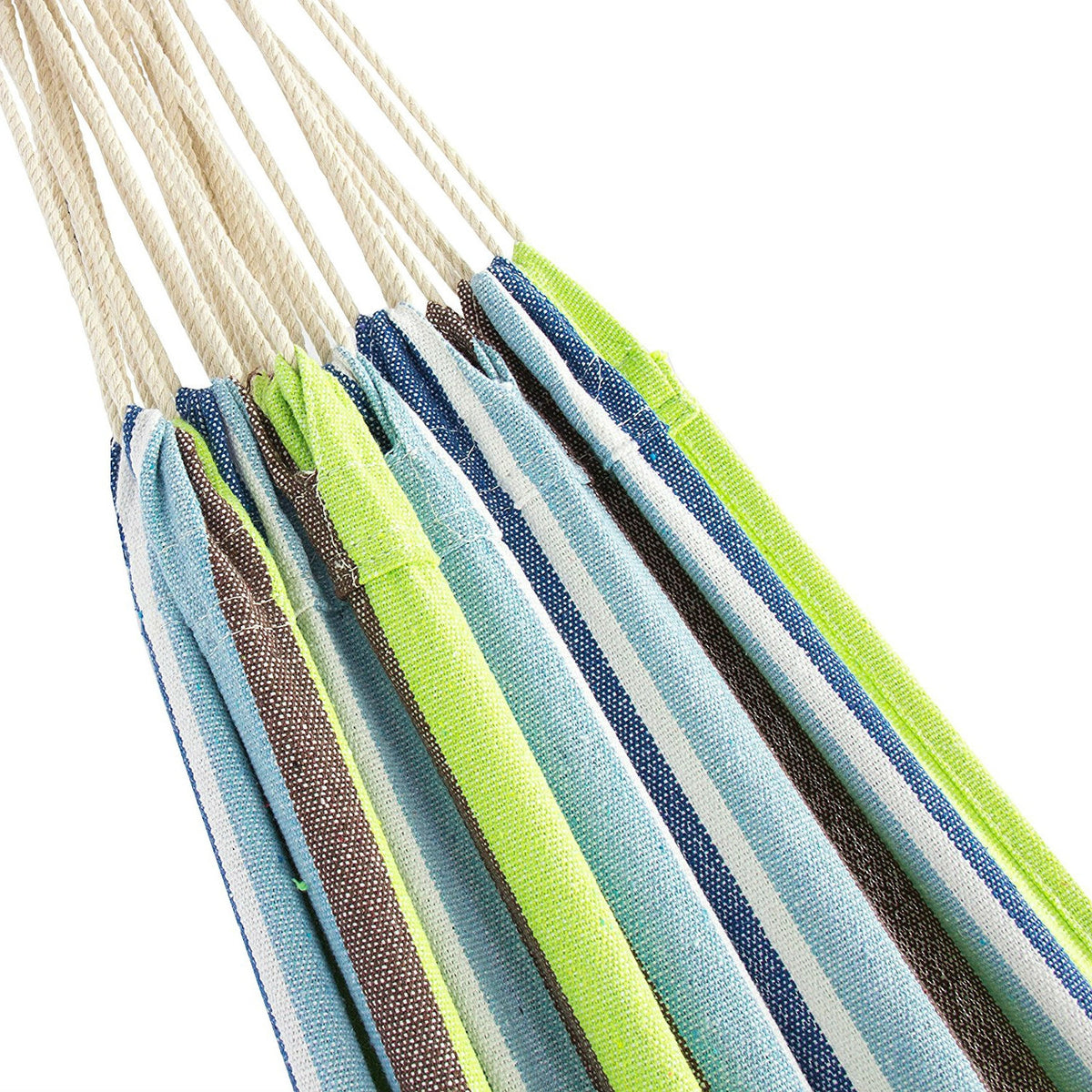 Portable Blue Green Stripe Cotton Hammock with Metal Stand and Carry Case *