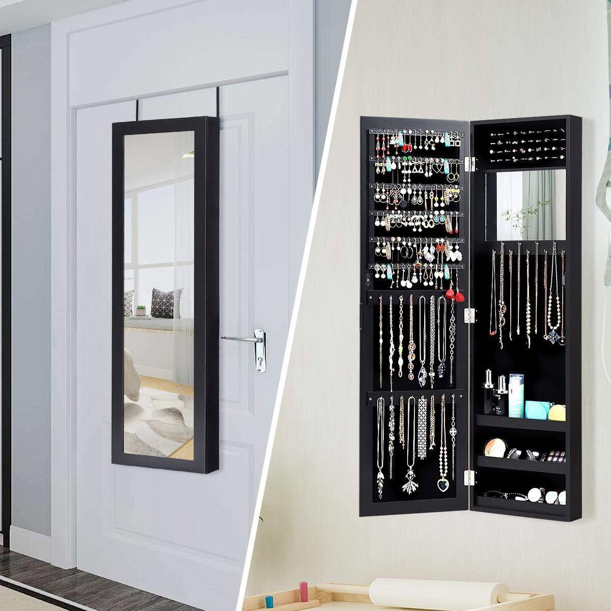 2-in-1 Wall or Door Mounted Jewelry Organizer Full Length Mirror