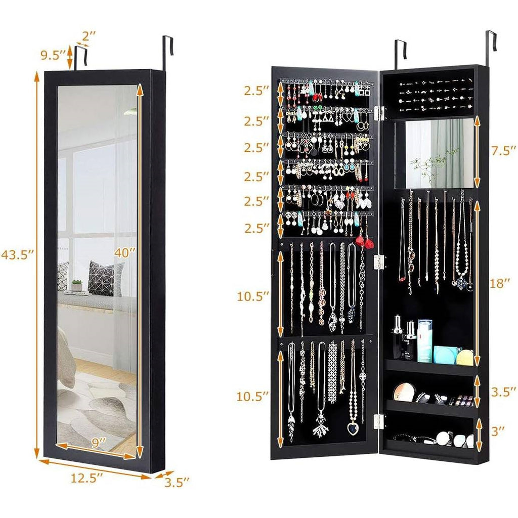2-in-1 Wall or Door Mounted Jewelry Organizer Full Length Mirror