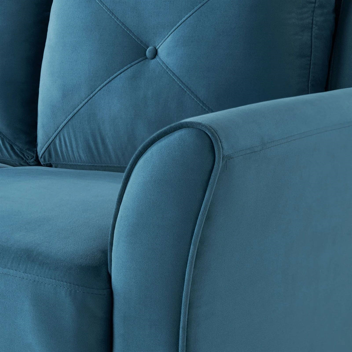 Modern Upholstered Loveseat Sofa in Blue Microfiber with Button Tufted Cushions
