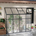 8.3 ft x 4.1 ft Outdoor Polycarbonate Lean-to Greenhouse with Black Metal Frame *