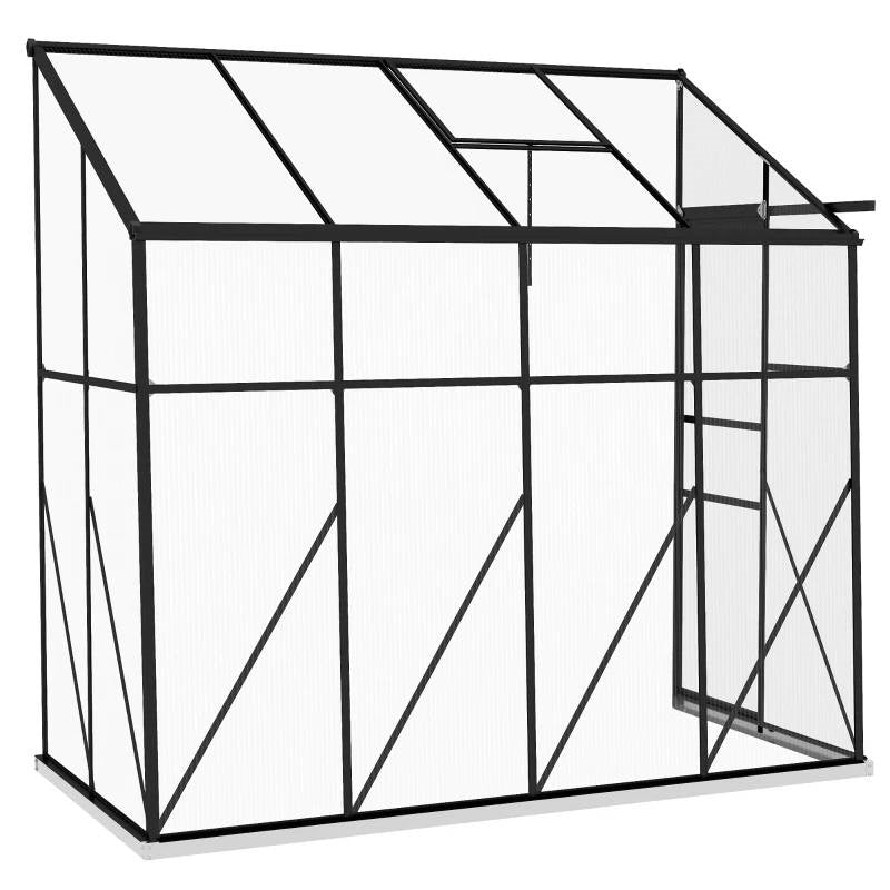 8.3 ft x 4.1 ft Outdoor Polycarbonate Lean-to Greenhouse with Black Metal Frame *