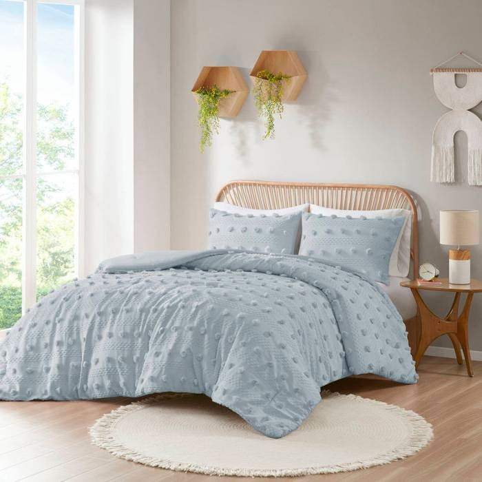 Pink or Blue Pompom Microfiber Comforter Set