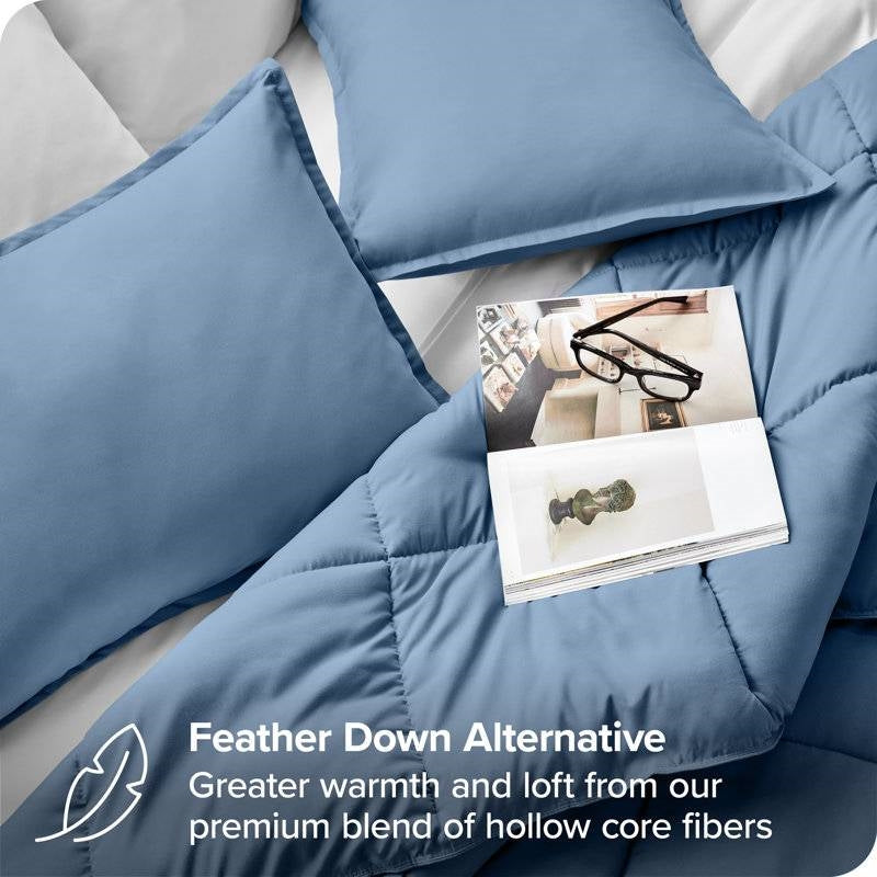 All Season Super Soft Down Alternative Comforter Set Blue