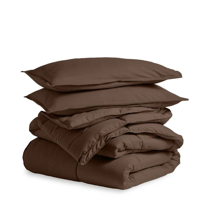 Down Alternative Comforter Set in Chocolate Brown Color
