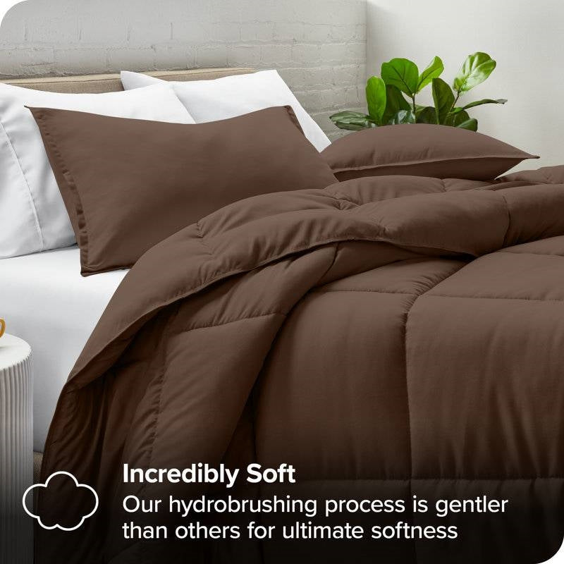 Down Alternative Comforter Set in Chocolate Brown Color
