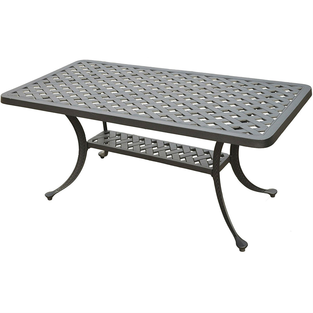 Solid Cast Aluminum 21 x 42 inch Outdoor Patio Dining Cocktail Table - Charcoal *