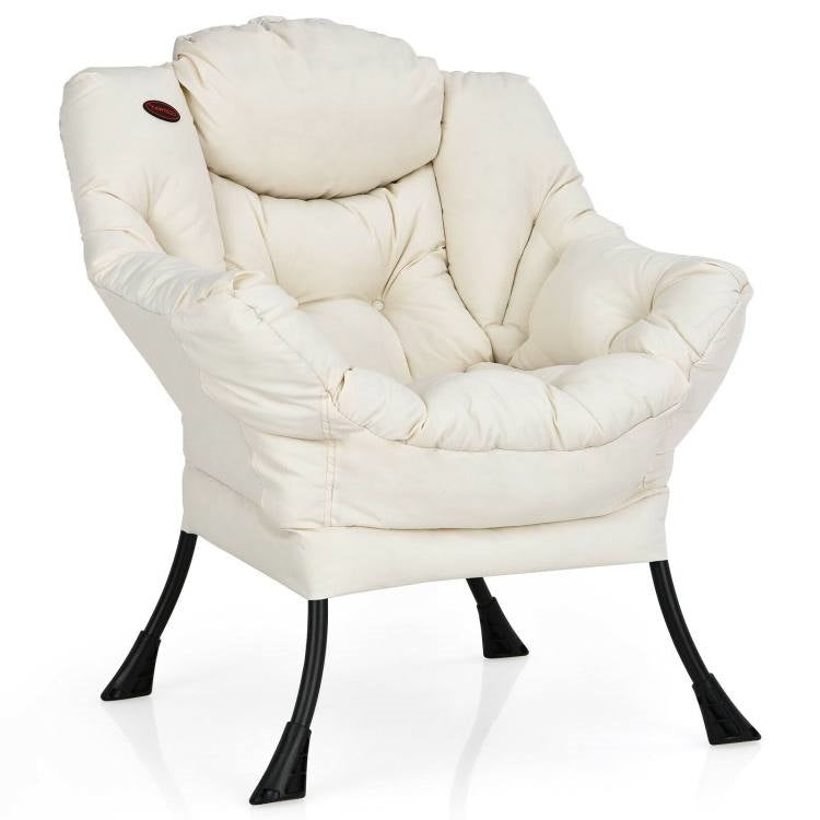 Modern Cushioned Accent Chair with Side Pocket Upholstered Fabric *