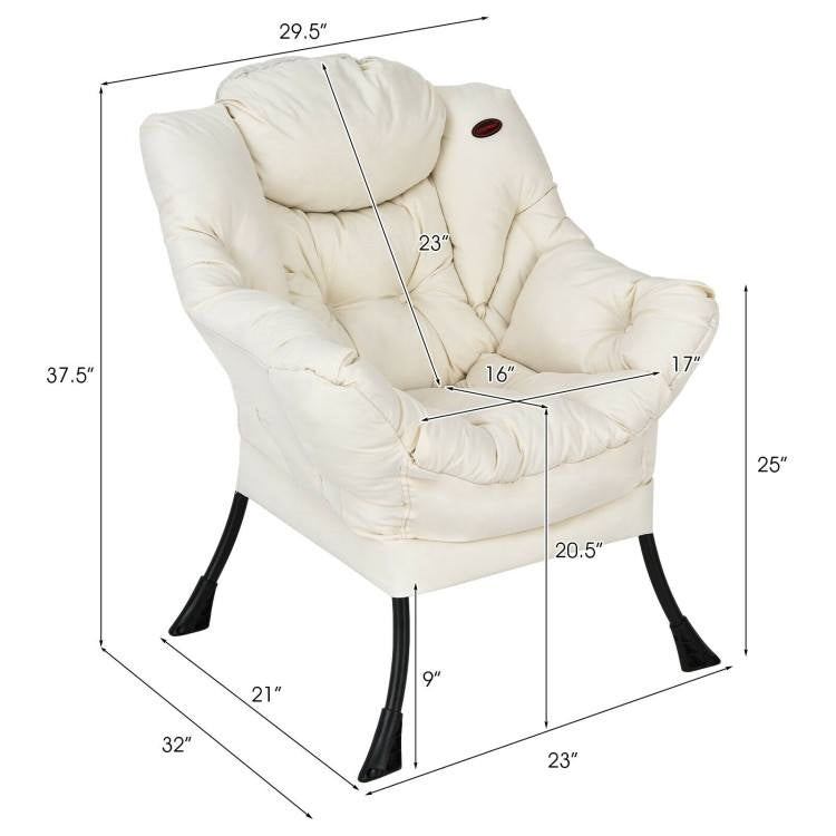 Modern Cushioned Accent Chair with Side Pocket Upholstered Fabric *