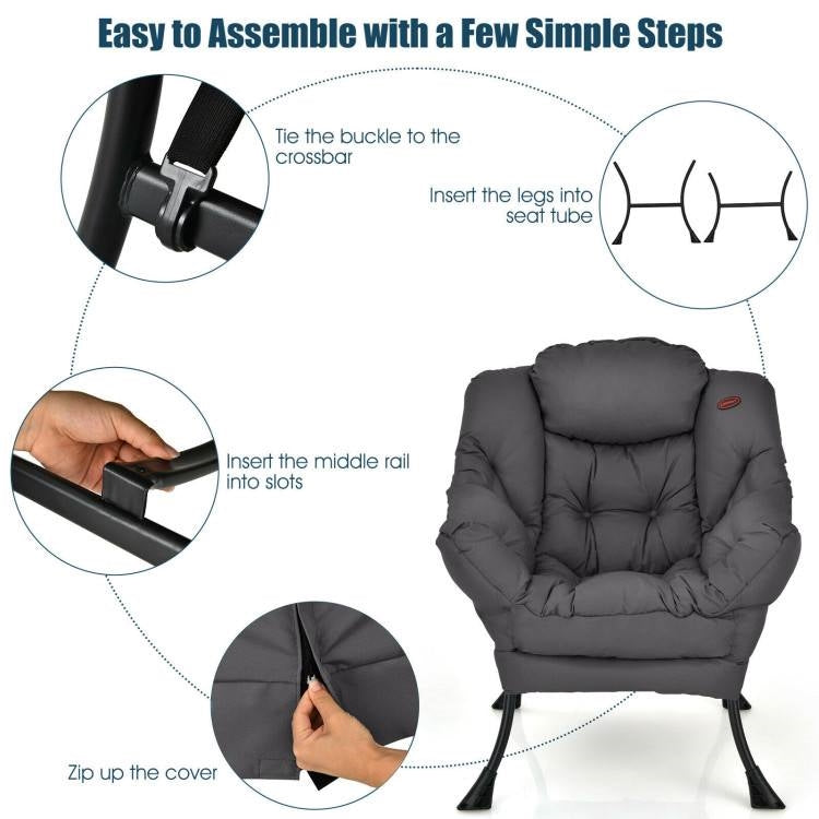 Modern Cushioned Accent Chair with Side Pocket Upholstered Fabric *