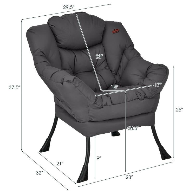 Modern Cushioned Accent Chair with Side Pocket Upholstered Fabric *