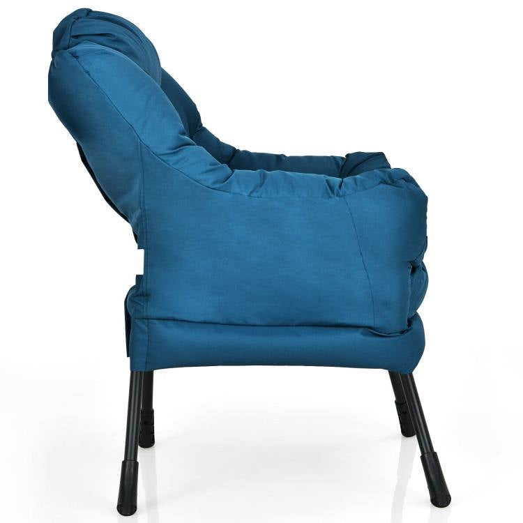 Modern Cushioned Accent Chair with Side Pocket Upholstered Fabric *