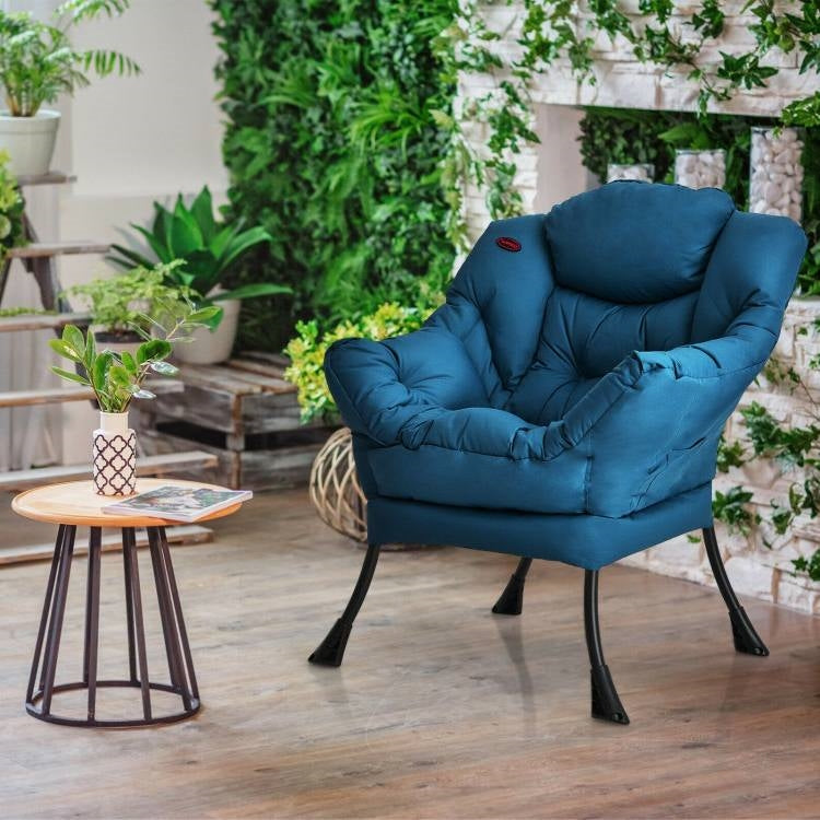 Modern Cushioned Accent Chair with Side Pocket Upholstered Fabric *