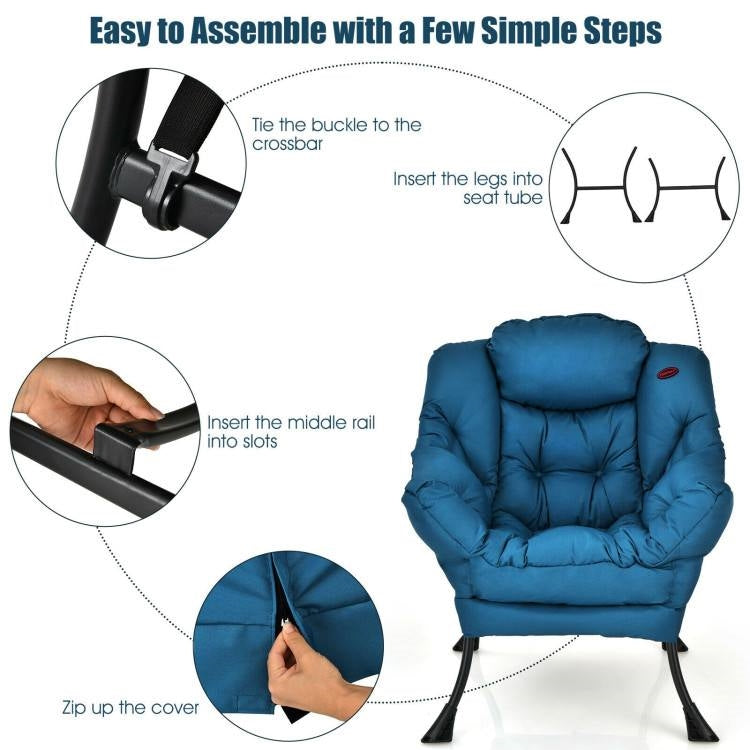 Modern Cushioned Accent Chair with Side Pocket Upholstered Fabric *