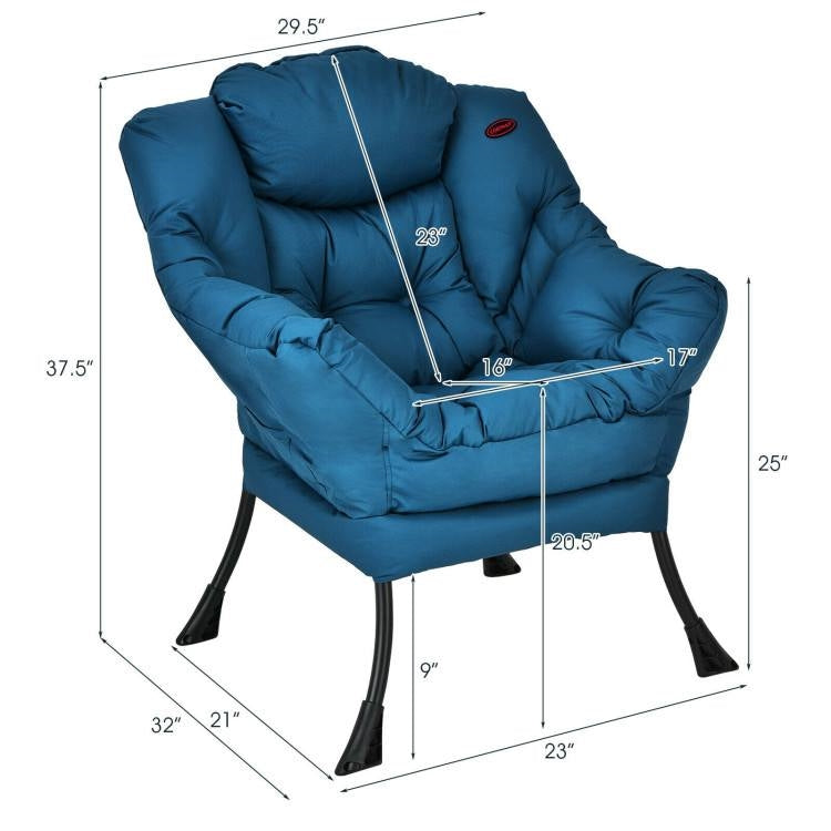 Modern Cushioned Accent Chair with Side Pocket Upholstered Fabric *