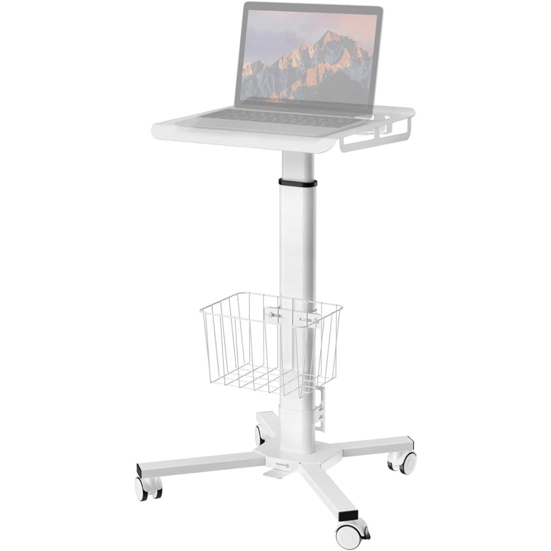 Hospital Style White Mobile Stand-Up Computer Desk Portable Workstation