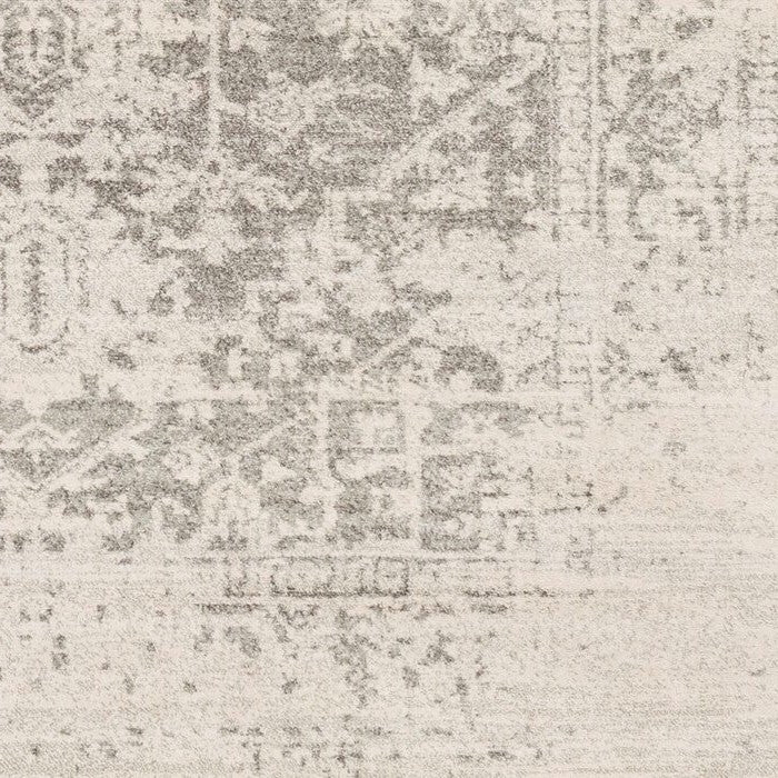 Distressed Oriental Area Rug in Light Grey / Beige