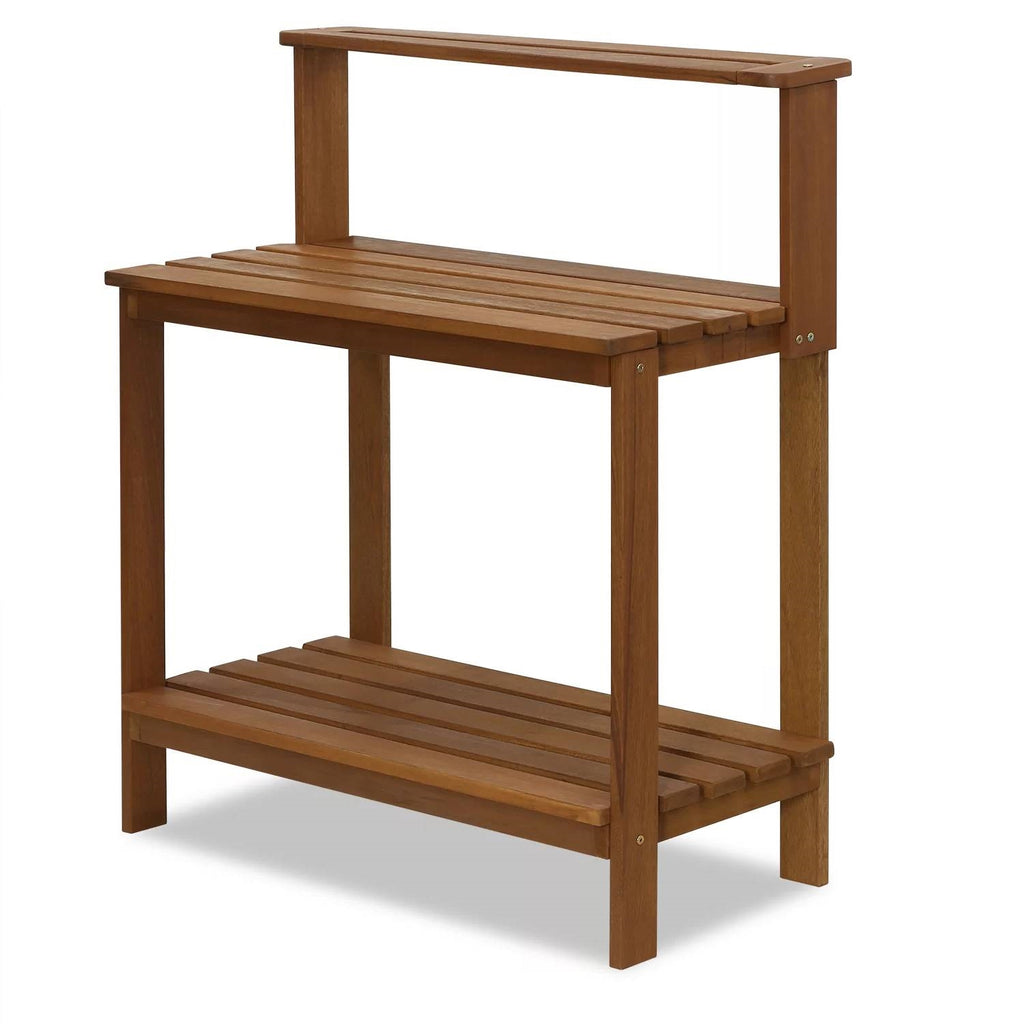 Solid Meranti Wood Outdoor Garden Potting Bench Table with Bottom Shelf *