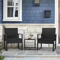 Outdoor 3-Piece Patio Furniture Set with 2 Black Patio Chairs and 1 Side Table *