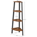 Narrow 3-Shelf Corner Shelving Unit Plant Stand Bookcase in Brown Black Wood
