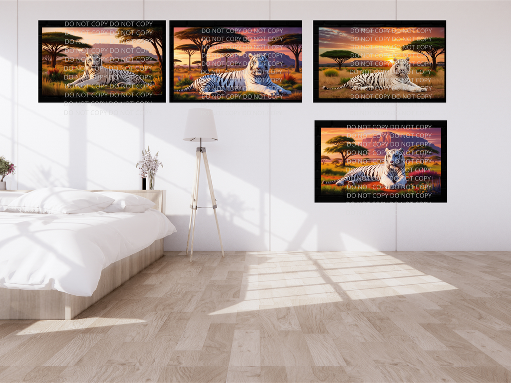White Tiger With Scenery Digital Art in PDF SVG PNG File Formats