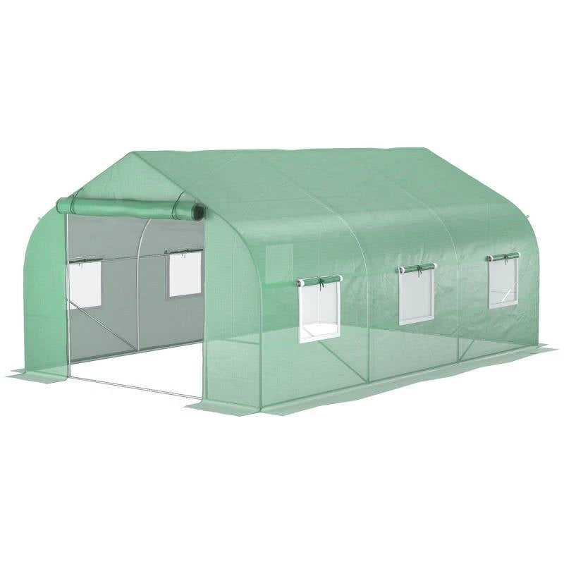 11.5 ft x 9.8 ft. Greenhouse with Green PE Cover and Heavy Duty Steel Frame *