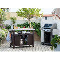 Outdoor Grill Party Caster Bar Serving Cart with Storage Dark Brown *