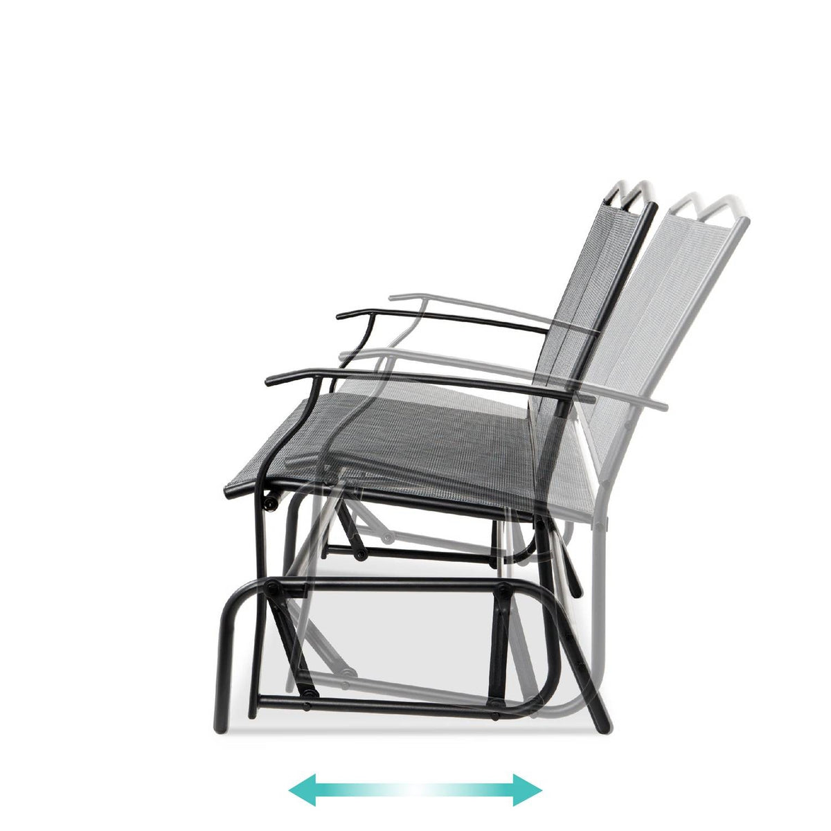 2 Seater Mesh Patio Loveseat Swing Glider Rocker with Armrests in Grey *