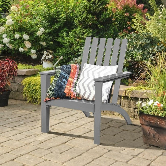 Indoor/Outdoor Acacia Wood Adirondack Lounge Armchair - Grey *
