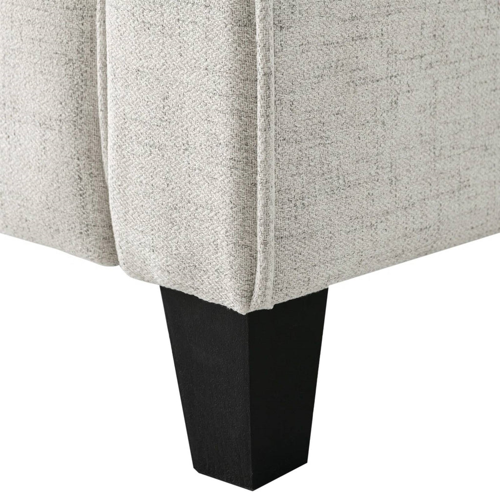 Modern 3-Seater Upholstered Sofa in Cream Microfiber with Button Tufted Cushions