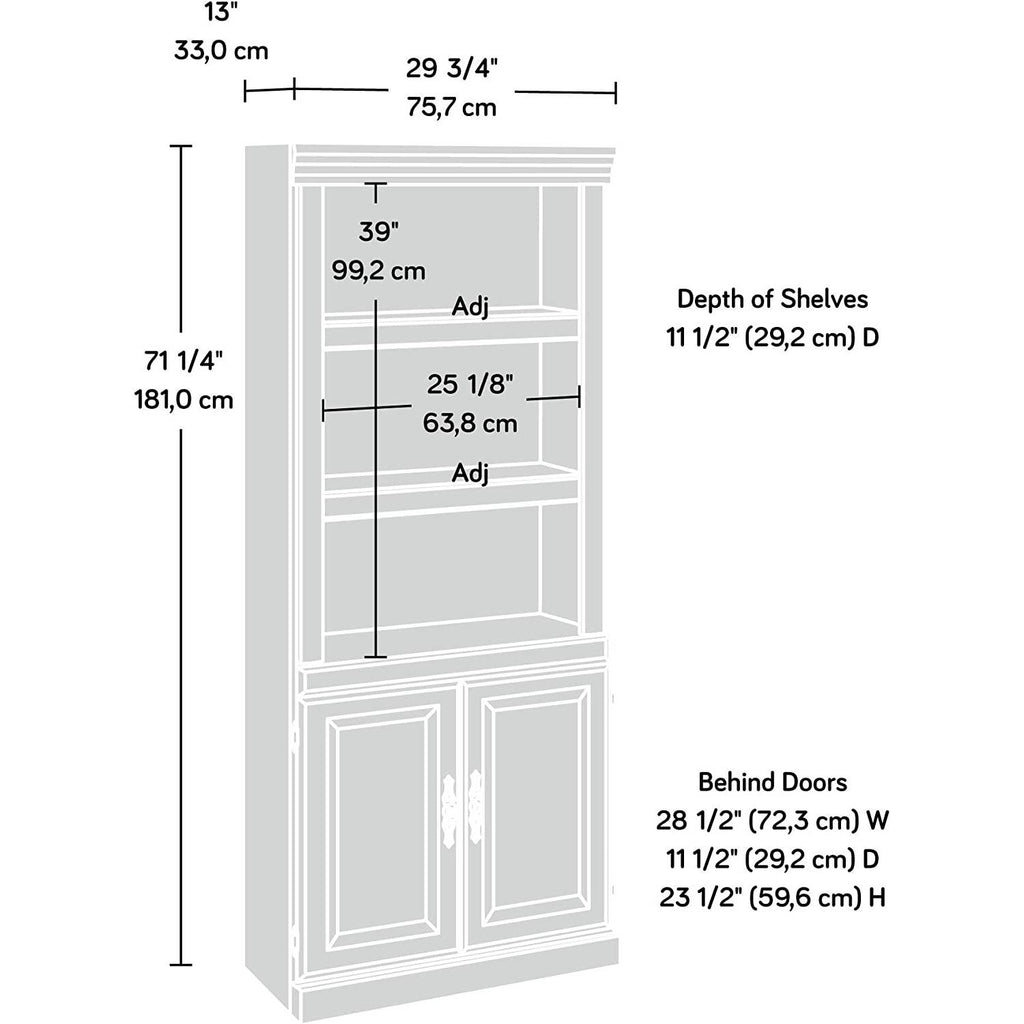 71-inch High 3-Shelf Wooden Bookcase with Bottom Storage Compartment in Cherry