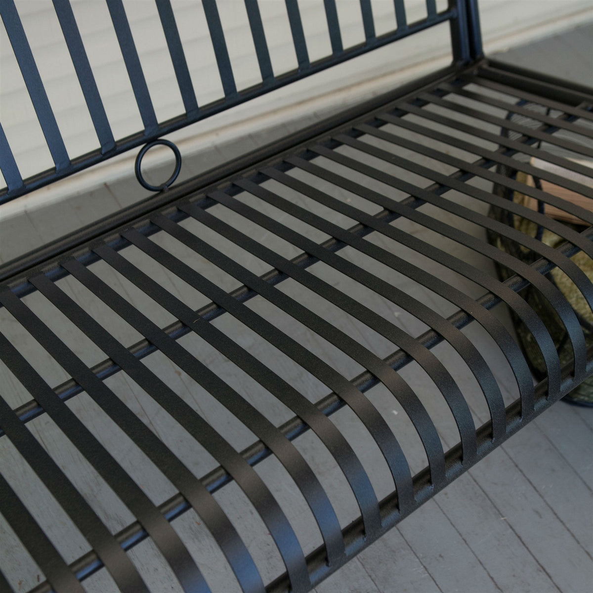 Wrought Iron Outdoor Patio 4-Ft Porch Swing in Black *