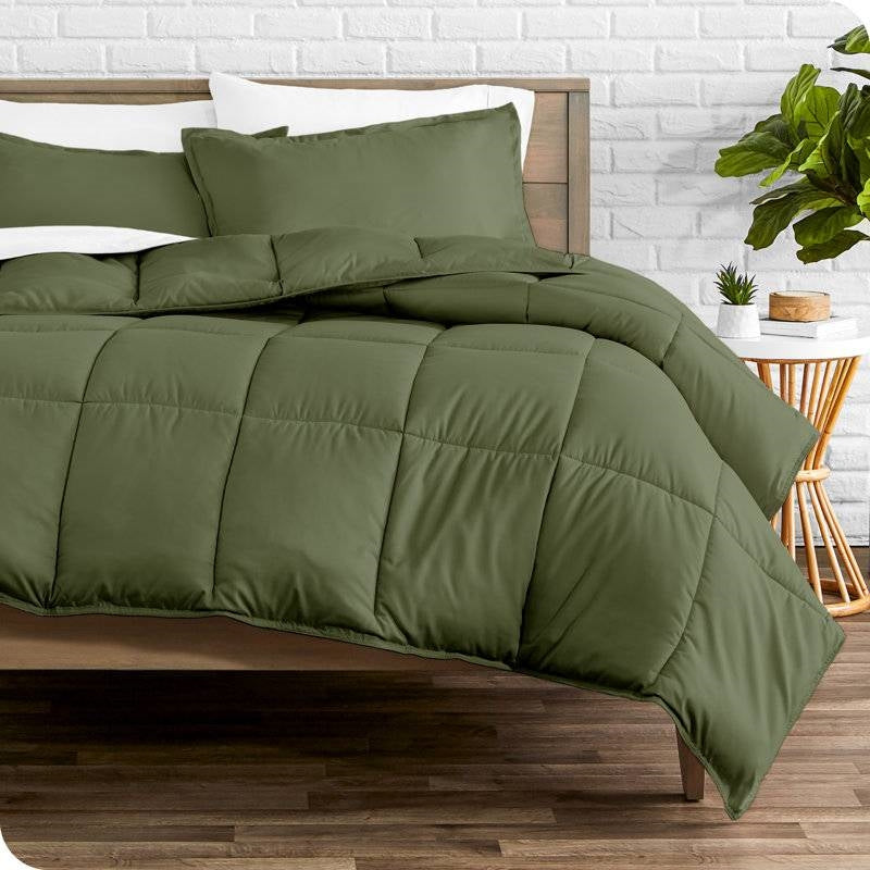 Down Alternative Comforter Set in Chocolate Olive Green